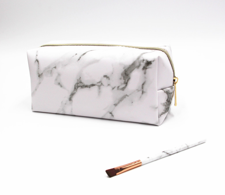 Marble Pattern Pu Cosmetic Bag Portable Clutch Large-Capacity Cosmetics Storage Bag Wash Bag