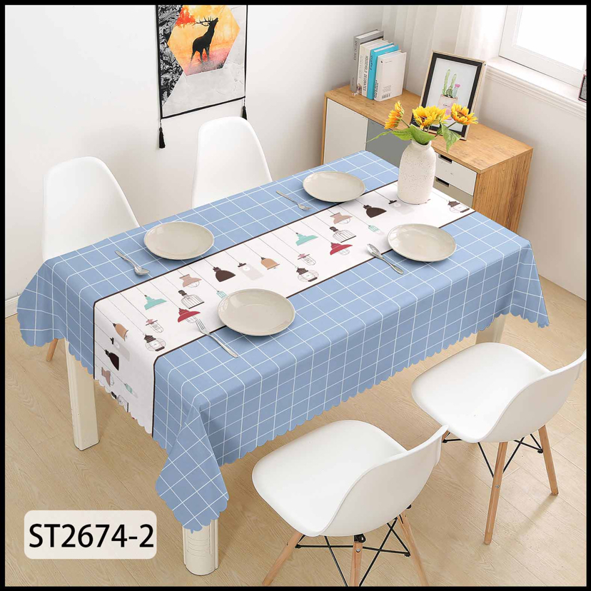 PVC Table Cloth Fresh Fengge Modern Simple Home Rectangular Oil-Proof Waterproof Tablecloth... No Washing
