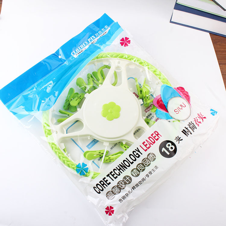 18 PCs Drying round Clothes Hanger with Clips round Drying Clip Socks Rack Plastic Clip Drying Socks Clip