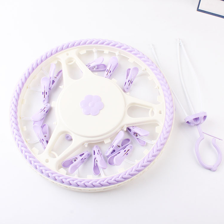 18 PCs Drying round Clothes Hanger with Clips round Drying Clip Socks Rack Plastic Clip Drying Socks Clip