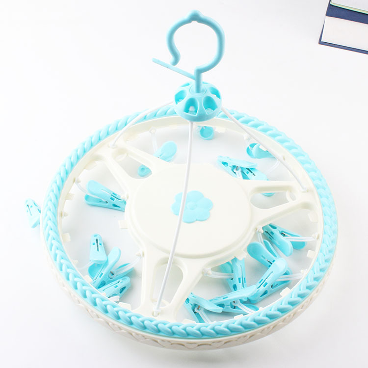 18 PCs Drying round Clothes Hanger with Clips round Drying Clip Socks Rack Plastic Clip Drying Socks Clip