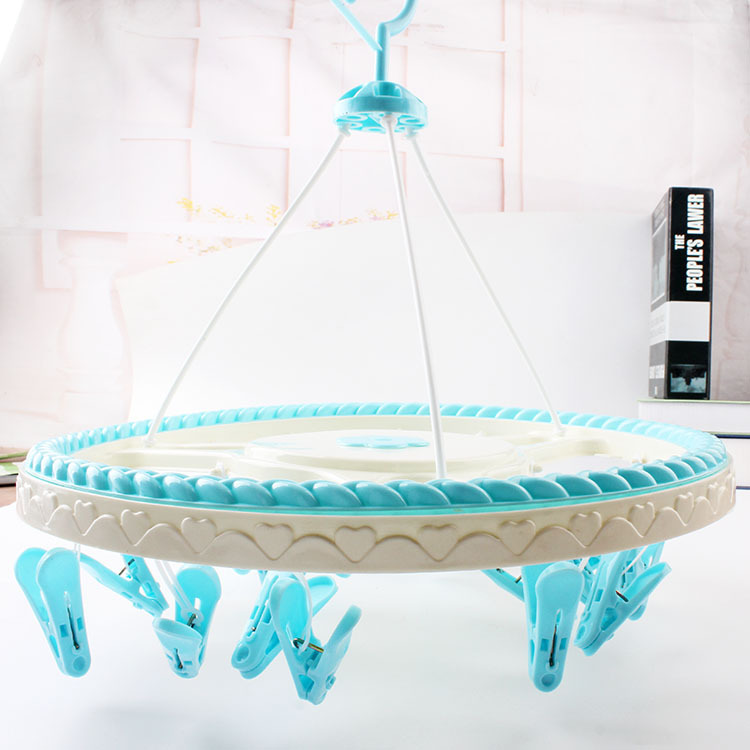 18 PCs Drying round Clothes Hanger with Clips round Drying Clip Socks Rack Plastic Clip Drying Socks Clip