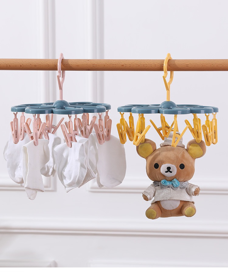 Adult Windproof Plum-Shaped Clothes Hanger Plastic Clip Children Socks Rack Household Multi-Functional Underwear Drying Rack