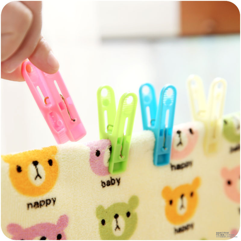 Solid Color Windproof Clothespin Spring Plastic Clip Clothes Pin 20 Pieces a Pack Clip