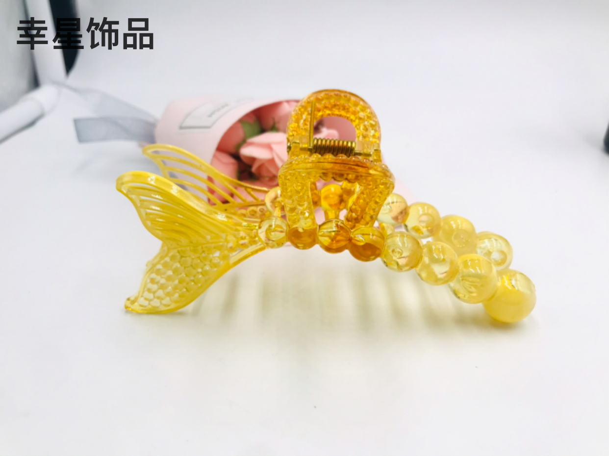 High-Profile Figure Mermaid Fishtail Claw Clip Transparent Color Back Head Hairpin Hair Claw Plastic Clip