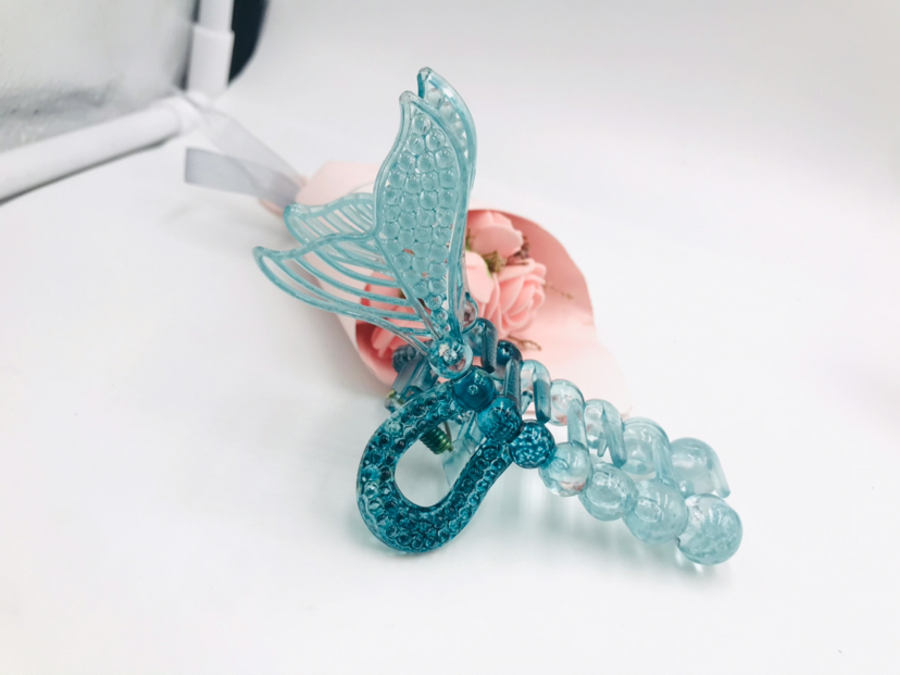 High-Profile Figure Mermaid Fishtail Claw Clip Transparent Color Back Head Hairpin Hair Claw Plastic Clip