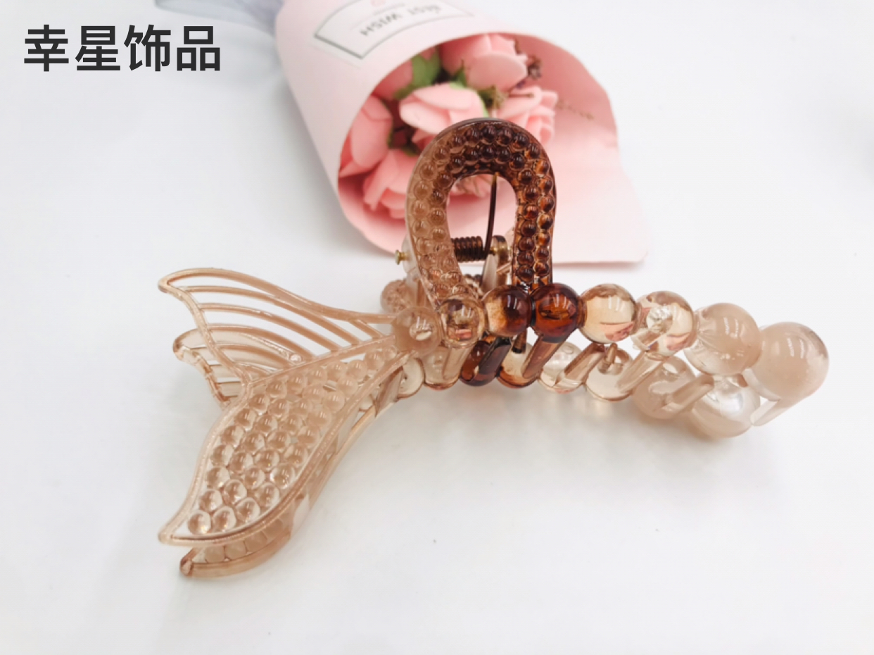 High-Profile Figure Mermaid Fishtail Claw Clip Transparent Color Back Head Hairpin Hair Claw Plastic Clip