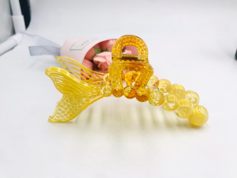 High-Profile Figure Mermaid Fishtail Claw Clip Transparent Color Back Head Hairpin Hair Claw Plastic Clip