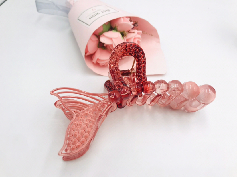 High-Profile Figure Mermaid Fishtail Claw Clip Transparent Color Back Head Hairpin Hair Claw Plastic Clip