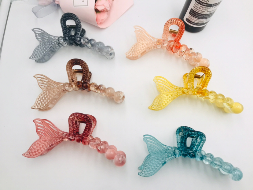 High-Profile Figure Mermaid Fishtail Claw Clip Transparent Color Back Head Hairpin Hair Claw Plastic Clip