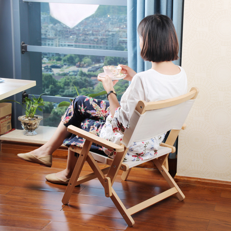 Exclusive for Cross-Border Outdoor Leisure Solid Wood Folding Chair Beach Camping Fishing Folding stool