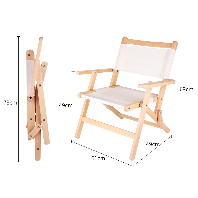 Exclusive for Cross-Border Outdoor Leisure Solid Wood Folding Chair Beach Camping Fishing Folding stool