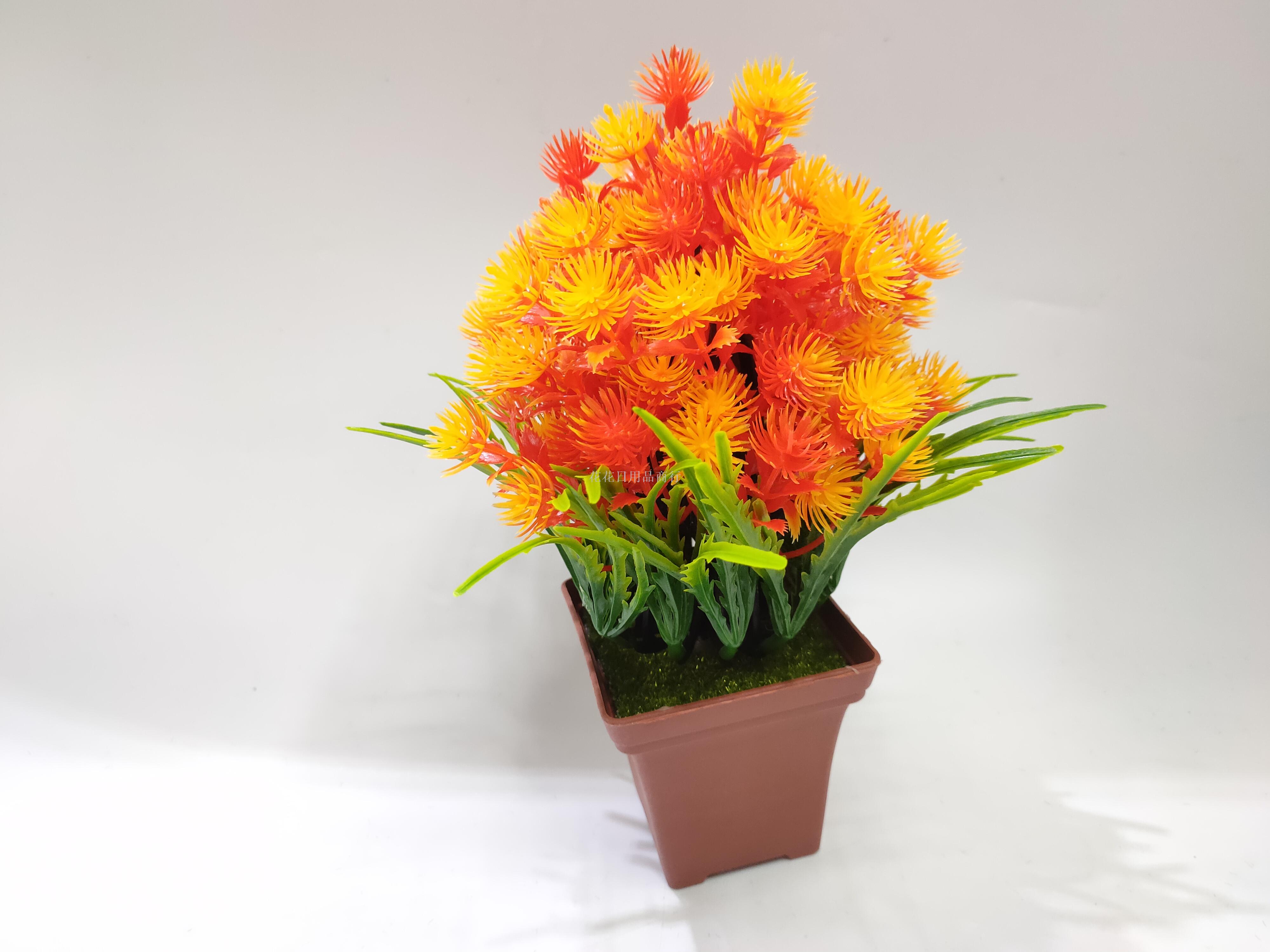 Artificial flower false flower coffee color plastic basin color green plant decorates sitting room bedroom table Artificial flower false flower coffee color plastic basin color green plant decorates sitting room bedroom table