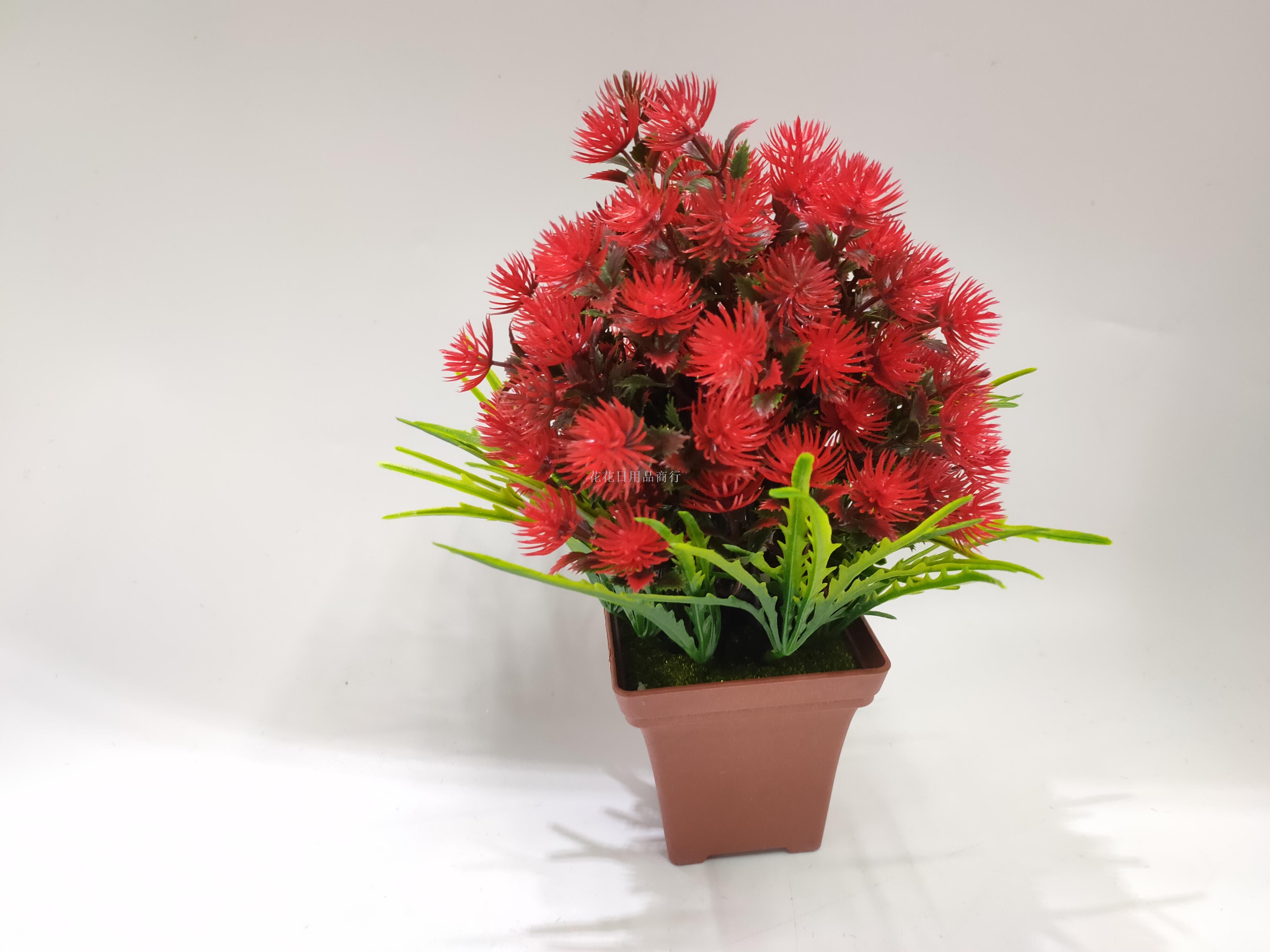Artificial flower false flower coffee color plastic basin color green plant decorates sitting room bedroom table Artificial flower false flower coffee color plastic basin color green plant decorates sitting room bedroom table
