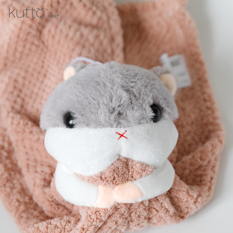 Kutto Coral Fleece Cartoon Hanging Towel Cute Hamster Absorbent Kitchen Bathroom Thickened Small Tower