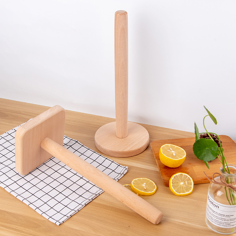 Vertical Tissue Holder Simple Japanese Roll Paper Holder Solid Wood Kitchen Paper Holder Toilet Paper Roll Paper Holder Beech Paper Towel Holder