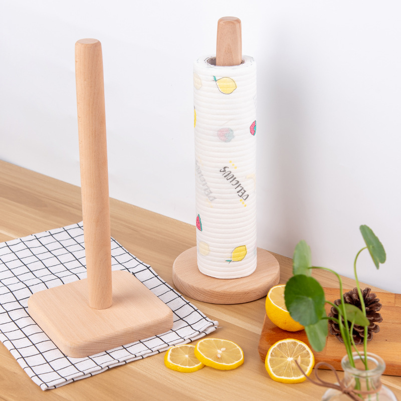 Vertical Tissue Holder Simple Japanese Roll Paper Holder Solid Wood Kitchen Paper Holder Toilet Paper Roll Paper Holder Beech Paper Towel Holder