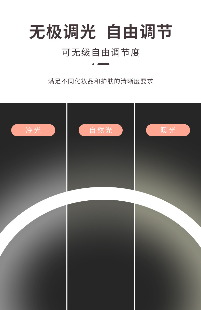 Hot Sale Makeup Mirror LED Light Mirror Portable Three-Color Adjustable Dressing Mirror Desktop Beauty Dormitory Makeup Mirror with Light Hot Sale Makeup Mirror LED Light Mirror Portable Three-Color Adjustable Dressing Mirror Desktop Beauty Dormitory Makeup Mirror with Light