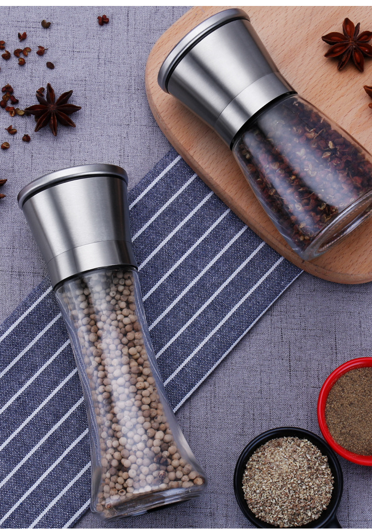 304 stainless steel, the grinder household Pepper coffee grinding bottle seasoning bottle Pepper glass grinding 