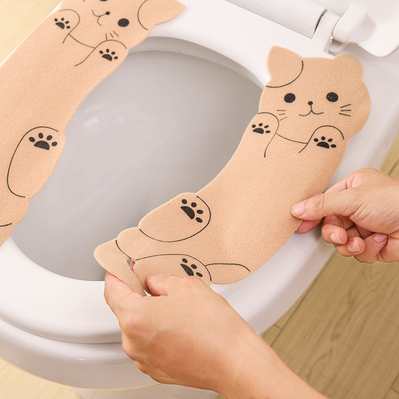New Creative Happy Day Kitten Sticky Static Sticker Toilet Seat Cushion Cartoon Toilet Mat