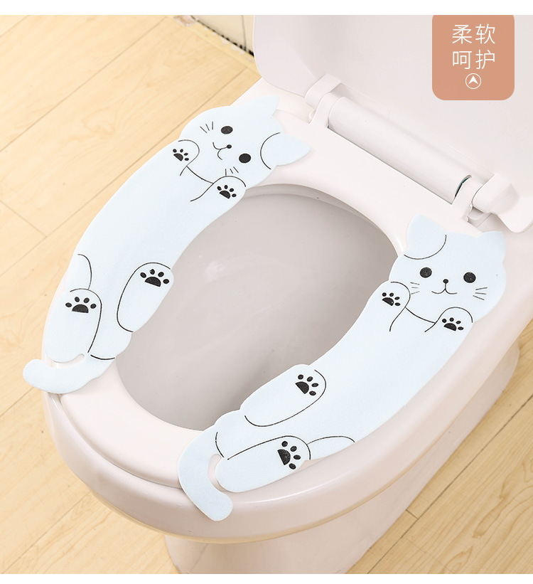 New Creative Happy Day Kitten Sticky Static Sticker Toilet Seat Cushion Cartoon Toilet Mat