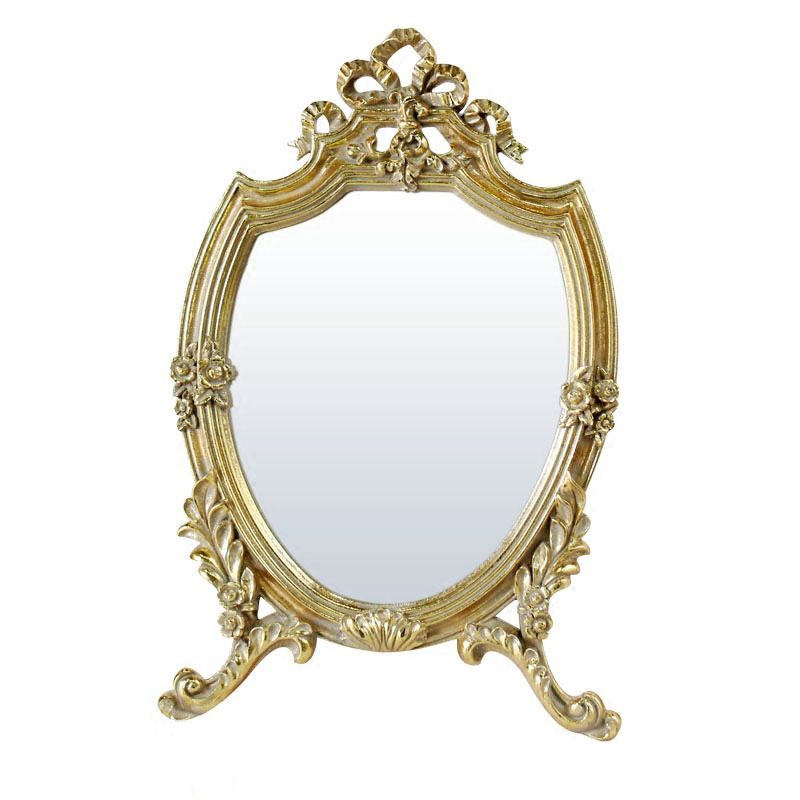 Exported to Europe and America Palace Style Dressing Mirror Vintage Gold Desktop Makeup Mirror Decorative Mirror Mirror Ornaments Wholesale