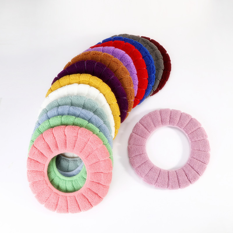 Nordic Style Knitted Toilet Seat Cushion Elastic Winter Universal Toilet Seat Cover Pumpkin Pattern Warm Toilet Seat