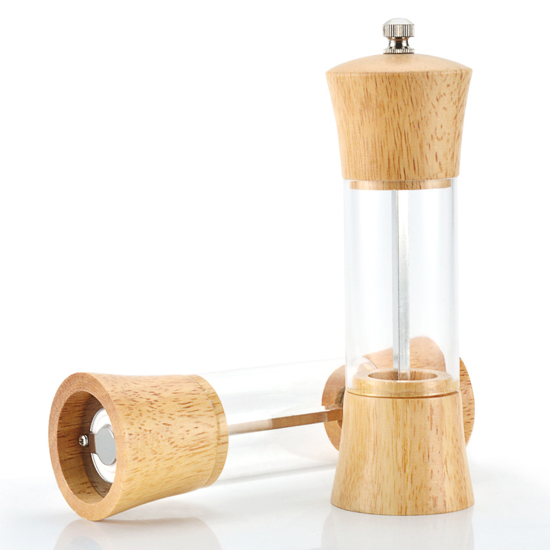 Acrylic oak transparent 6 inch oak pepper grinder Pepper grinder multi-purpose seasoning bottle kitchen tools