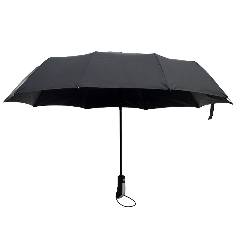 Full-Automatic Business Umbrella Advertising Logo Ten Bones Triple Folding Umbrella Simple Solid Color Rain Dual-Use Large Double Umbrella