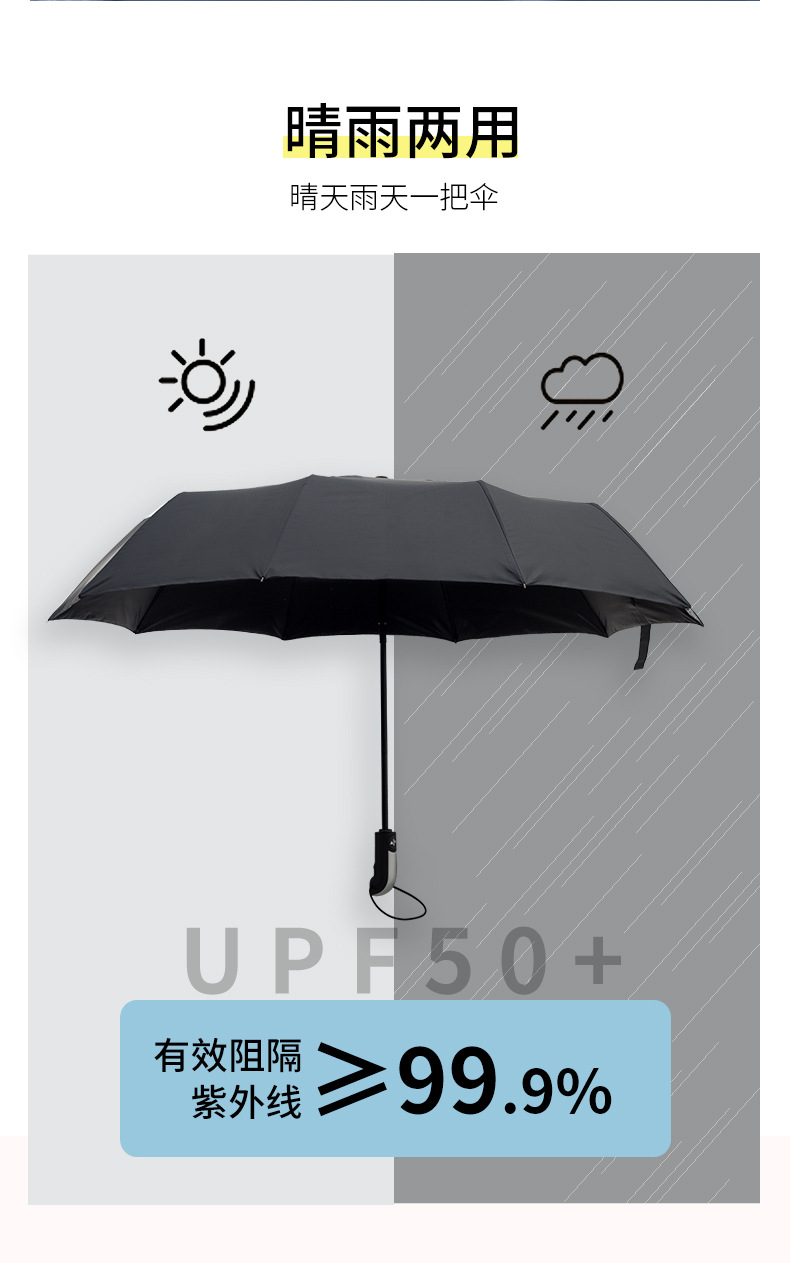 Full-Automatic Business Umbrella Advertising Logo Ten Bones Triple Folding Umbrella Simple Solid Color Rain Dual-Use Large Double Umbrella Full-Automatic Business Umbrella Advertising Logo Ten Bones Triple Folding Umbrella Simple Solid Color Rain Dual-Use Large Double Umbrella