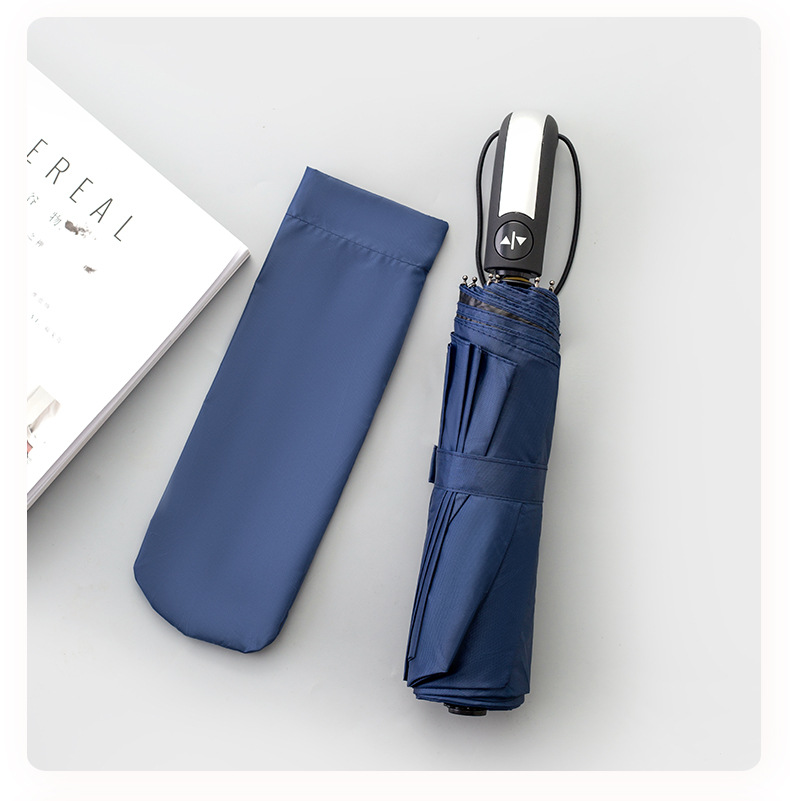 Full-Automatic Business Umbrella Advertising Logo Ten Bones Triple Folding Umbrella Simple Solid Color Rain Dual-Use Large Double Umbrella Full-Automatic Business Umbrella Advertising Logo Ten Bones Triple Folding Umbrella Simple Solid Color Rain Dual-Use Large Double Umbrella