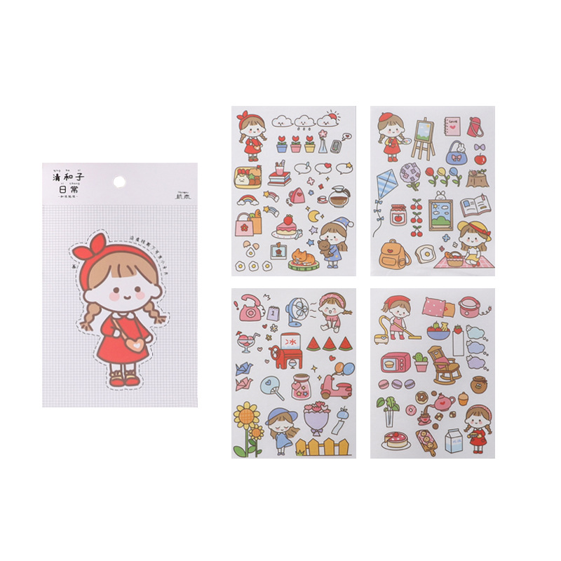 Cute Cartoon Sticker Set Girl Heart Character Journal Decoration Sticker Material Kindergarten Student Stationery Gifts