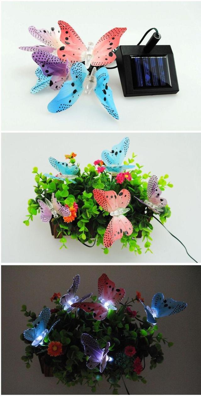 10 LED simulation fiber optic butterfly solar decorative lamp string lawn lamp animal modeling Christmas lights 10 LED simulation fiber optic butterfly solar decorative lamp string lawn lamp animal modeling Christmas lights