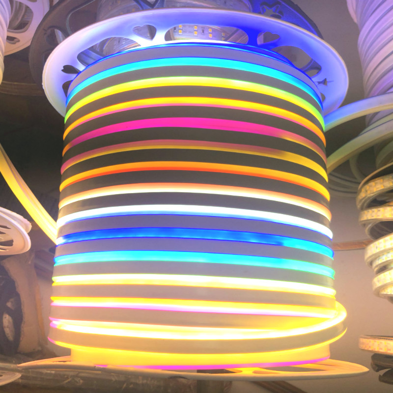 High pressure 110-220vled flexible neon with waterproof outdoor colorful Christmas lights around the tree single side