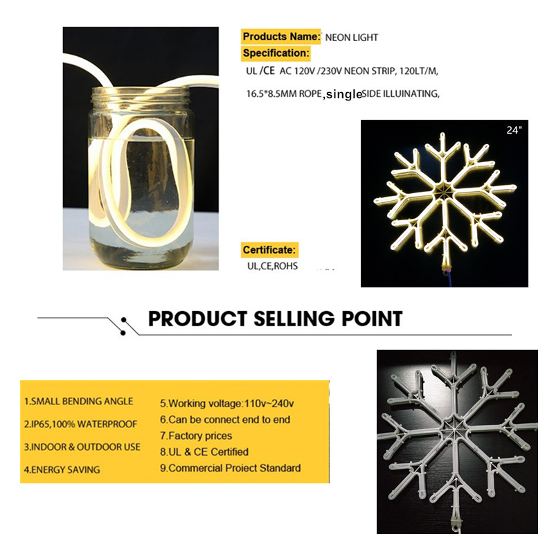 IP65 Christmas Lights decorative lights Snowflake LED neon tube modeling lights outdoor lighting LED tape