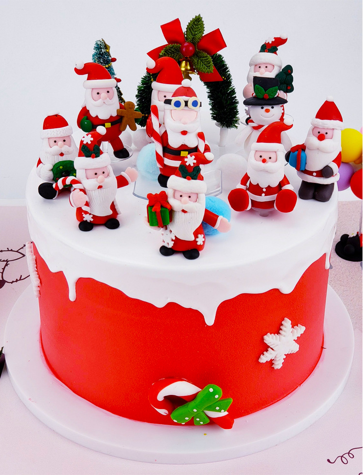 Christmas Cake Insert Brand Christmas Atmosphere Cake Insert Sign Santa Claus Snowman Flower Arrangement