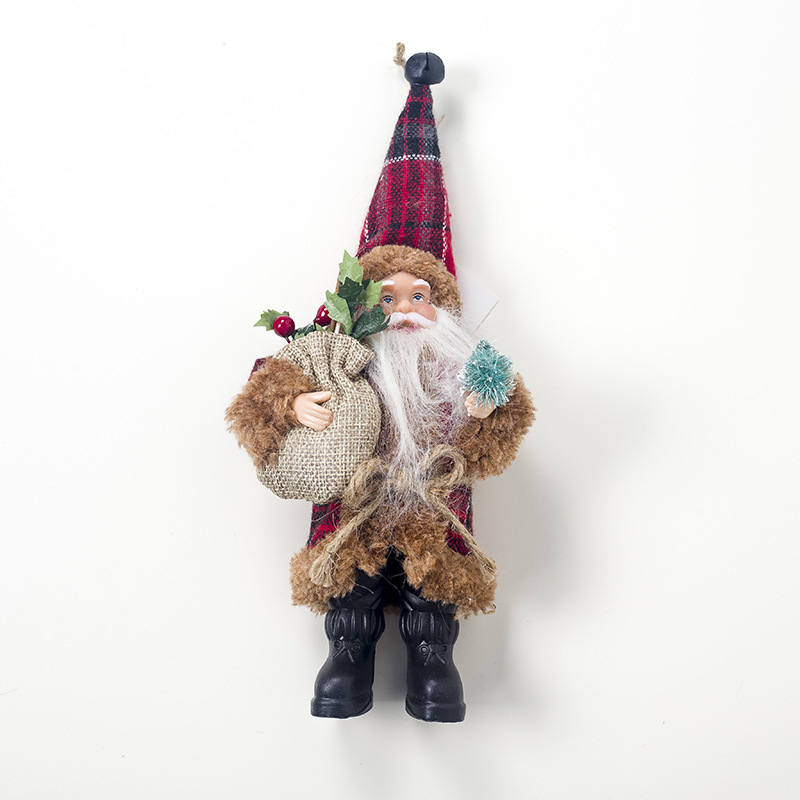 Popular Christmas Decorations Standing Flannel Santa Claus Doll Ornaments Santa Claus Doll Pendant