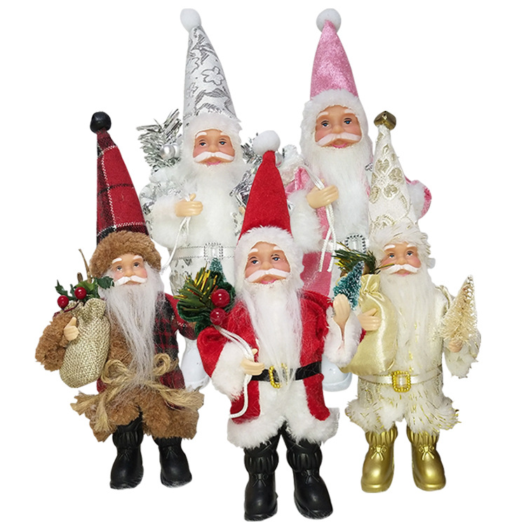 Popular Christmas Decorations Standing Flannel Santa Claus Doll Ornaments Santa Claus Doll Pendant
