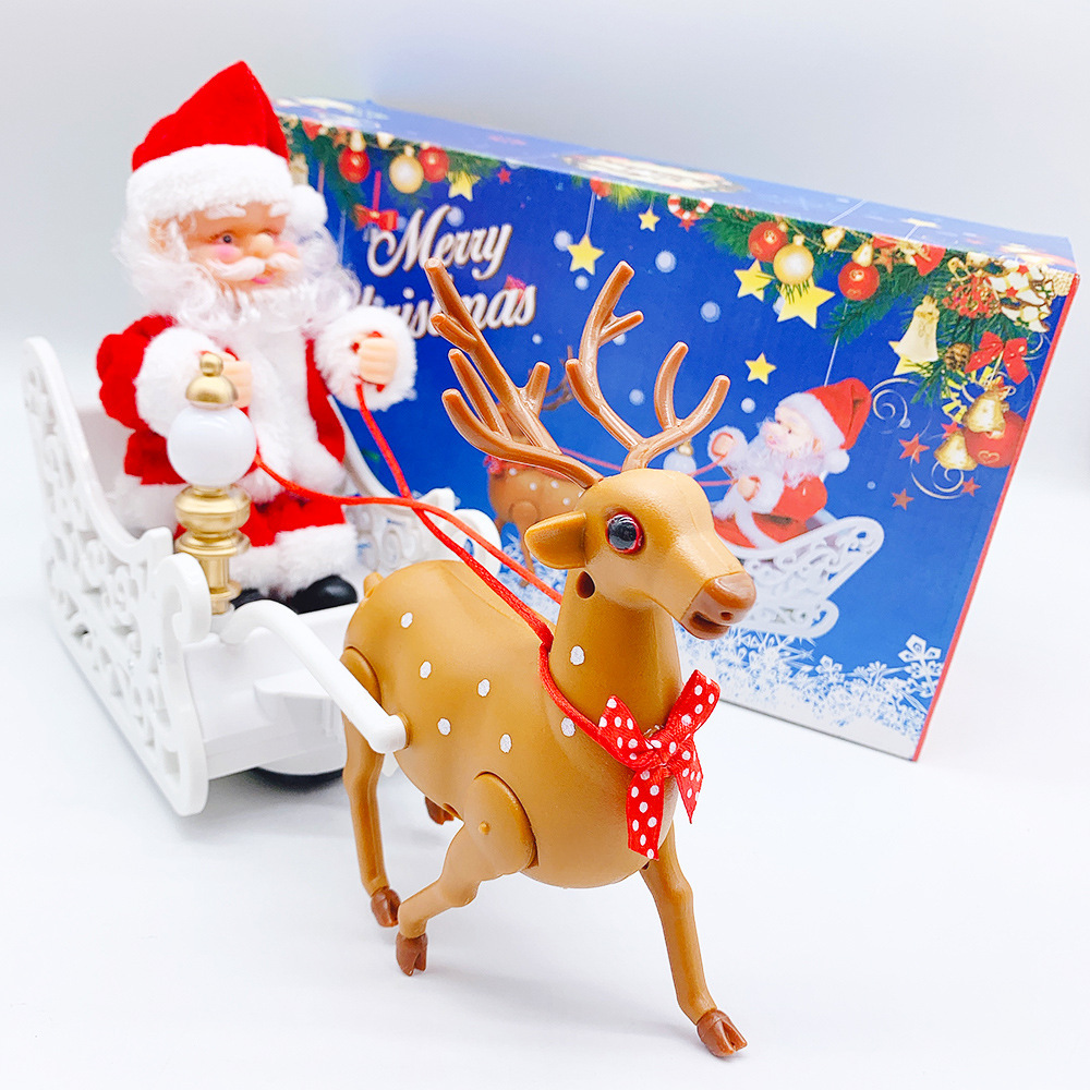 Santa Claus with Optical Fiber Red and White Single Ladder Double Ladder Climbing Beads Elk Pull Car Santa Claus