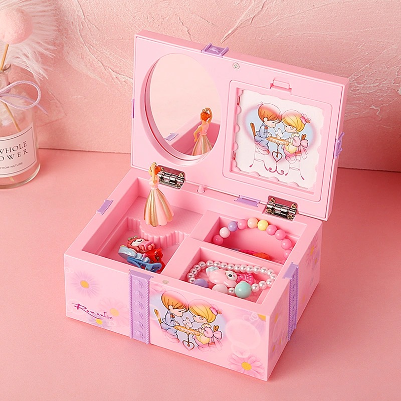 Factory Direct Sales Dancing Girl Bowknot Music Box Jewelry Storage Box Music Box Christmas Holiday Gift