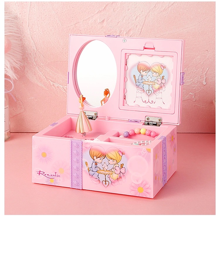 Factory Direct Sales Dancing Girl Bowknot Music Box Jewelry Storage Box Music Box Christmas Holiday Gift