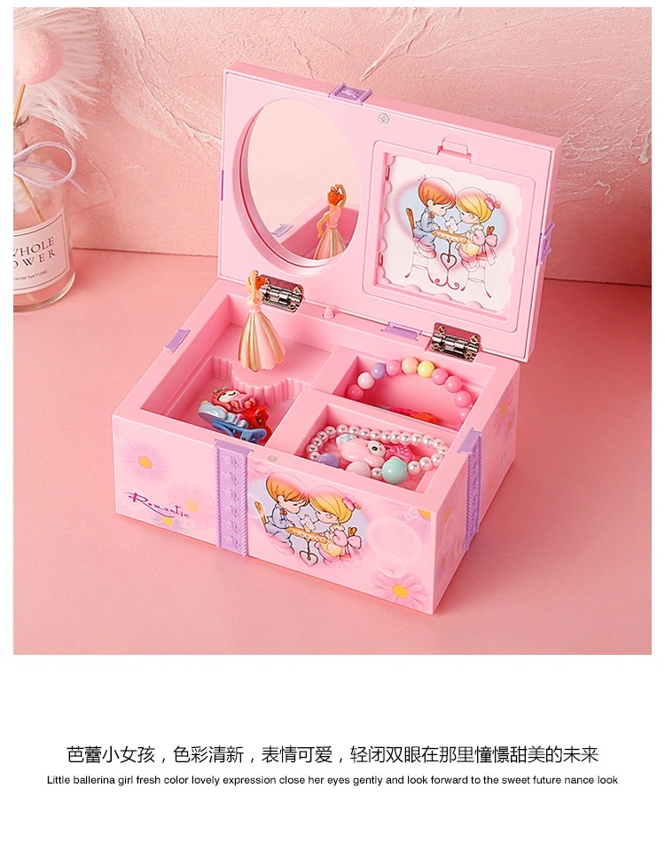 Factory Direct Sales Dancing Girl Bowknot Music Box Jewelry Storage Box Music Box Christmas Holiday Gift