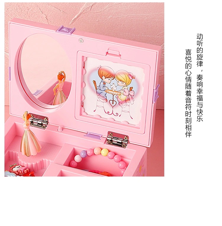 Factory Direct Sales Dancing Girl Bowknot Music Box Jewelry Storage Box Music Box Christmas Holiday Gift
