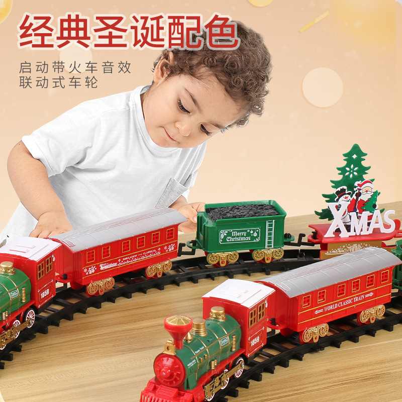 Boy&#039;s Simulation Christmas Train Toy Rail Car Birthday Gift Model High-Speed Rail Retro Train Children&#039;s Electric