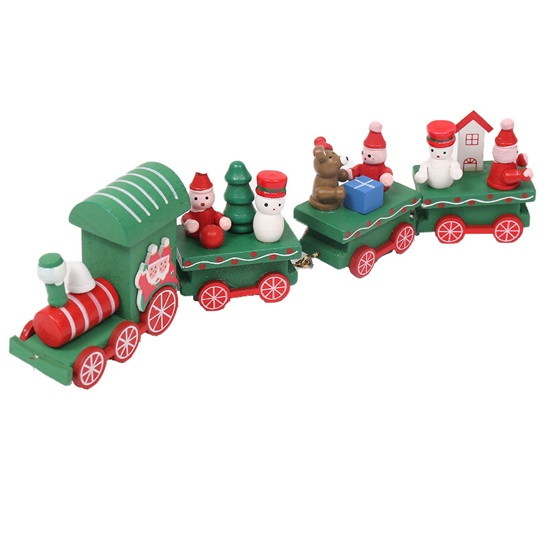 New Christmas Decorations Small Train Holiday Gift Wooden Christmas Small Train 4-Day Children&#039;s Birthday Gifts