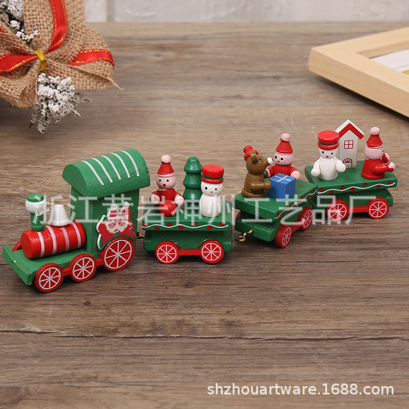 New Christmas Decorations Small Train Holiday Gift Wooden Christmas Small Train 4-Day Children's Birthday Gifts