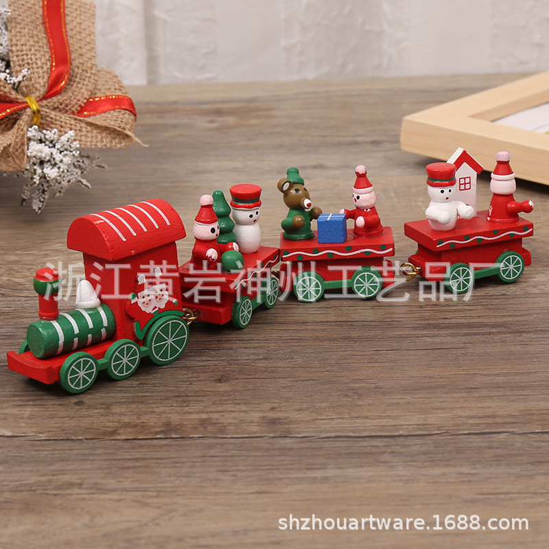 New Christmas Decorations Small Train Holiday Gift Wooden Christmas Small Train 4-Day Children's Birthday Gifts