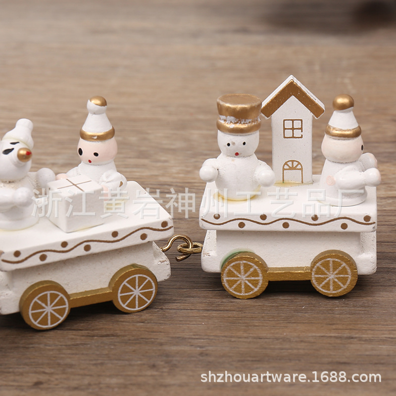 New Christmas Decorations Small Train Holiday Gift Wooden Christmas Small Train 4-Day Children's Birthday Gifts