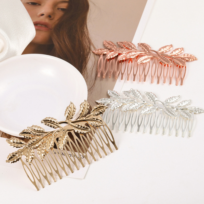 Cross-Border New Arrival Leaf Hair Comb Hair Comb Bridal Hair Accessories Amazon Sources Christmas Gift