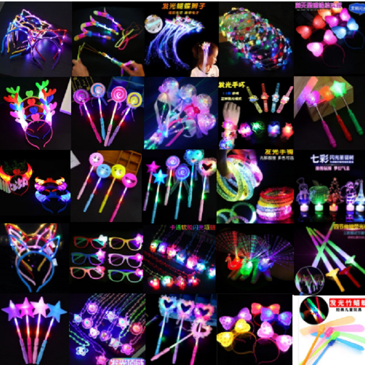 Flash Christmas Led Cartoon Luminous Ring Light Push Scan Code Finger Lights WeChat Toy Small Gift Wholesale